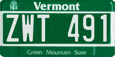 VT license plate ZWT491