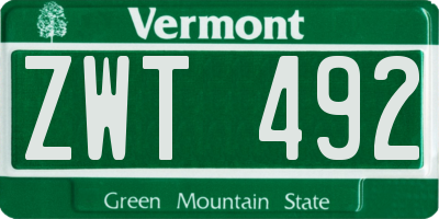 VT license plate ZWT492