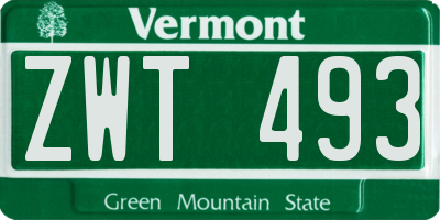 VT license plate ZWT493