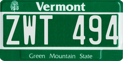 VT license plate ZWT494