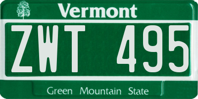 VT license plate ZWT495