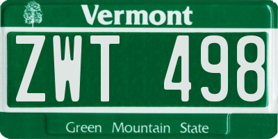 VT license plate ZWT498