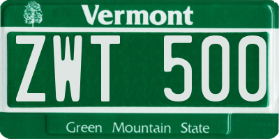 VT license plate ZWT500