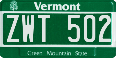 VT license plate ZWT502