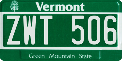 VT license plate ZWT506