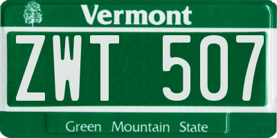 VT license plate ZWT507