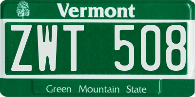 VT license plate ZWT508