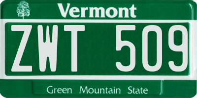 VT license plate ZWT509