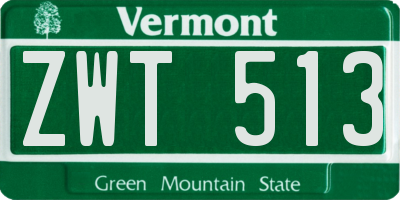 VT license plate ZWT513