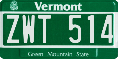 VT license plate ZWT514