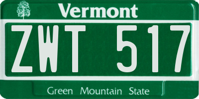 VT license plate ZWT517