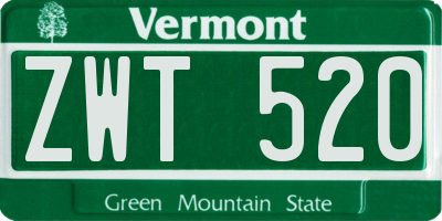 VT license plate ZWT520