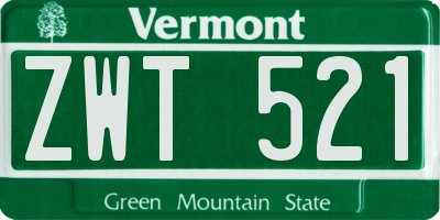VT license plate ZWT521