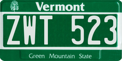 VT license plate ZWT523