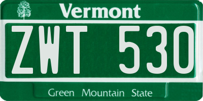 VT license plate ZWT530