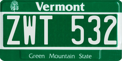 VT license plate ZWT532