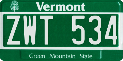 VT license plate ZWT534