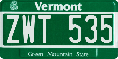VT license plate ZWT535
