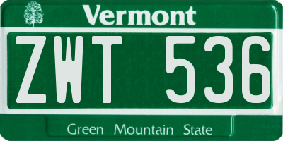 VT license plate ZWT536