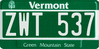VT license plate ZWT537