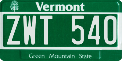 VT license plate ZWT540