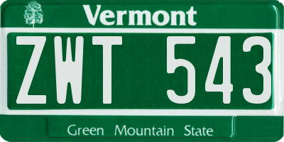 VT license plate ZWT543