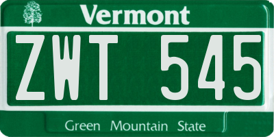 VT license plate ZWT545