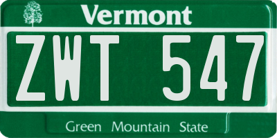 VT license plate ZWT547