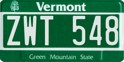 VT license plate ZWT548