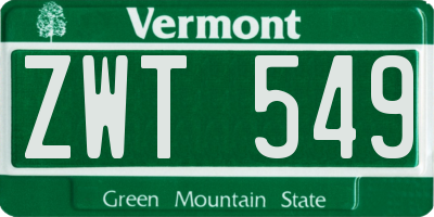VT license plate ZWT549