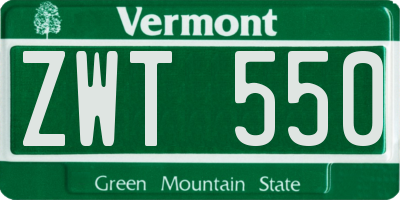 VT license plate ZWT550