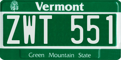 VT license plate ZWT551