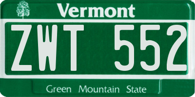 VT license plate ZWT552