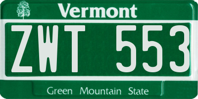 VT license plate ZWT553