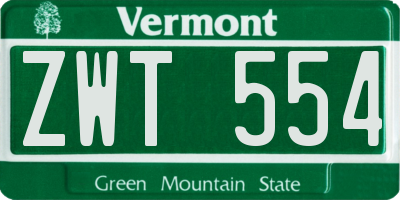 VT license plate ZWT554