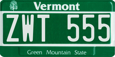 VT license plate ZWT555