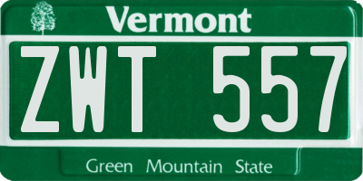 VT license plate ZWT557