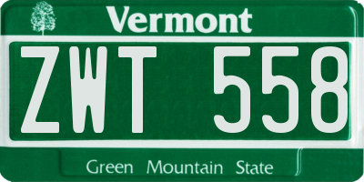 VT license plate ZWT558