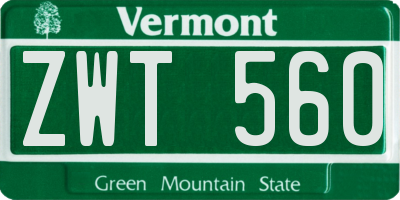 VT license plate ZWT560