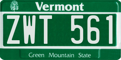 VT license plate ZWT561