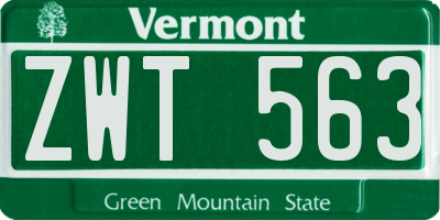 VT license plate ZWT563
