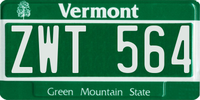 VT license plate ZWT564