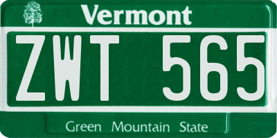 VT license plate ZWT565