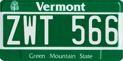VT license plate ZWT566