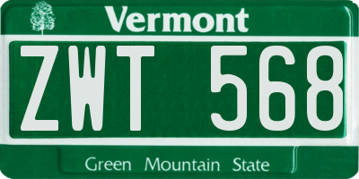 VT license plate ZWT568