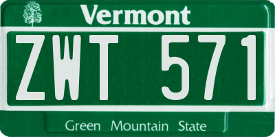 VT license plate ZWT571