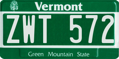 VT license plate ZWT572