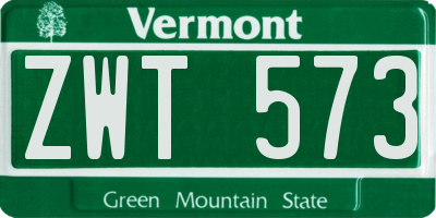 VT license plate ZWT573