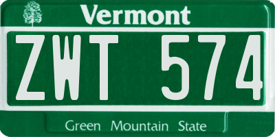 VT license plate ZWT574