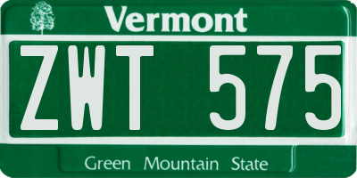 VT license plate ZWT575